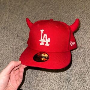 New Era Red LA Cap with Horns